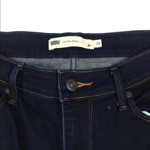WJ147 Levi’s Mid Rise Dark Wash Skinny Jeans 12 - Picture 4 of 8
